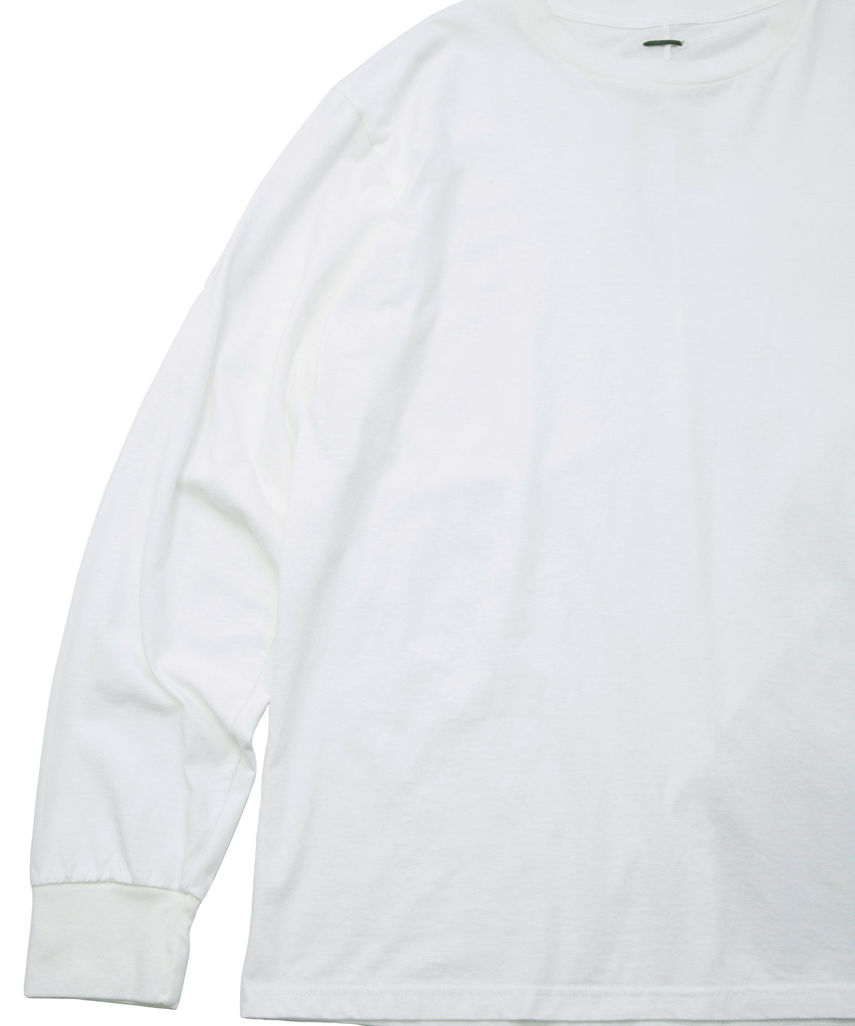 30/- ナチュラルソフト天竺 クルーネック リブ ロングスリーブ T シャツ - WHITE