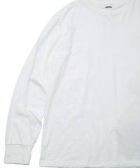30/- ナチュラルソフト天竺 クルーネック リブ ロングスリーブ T シャツ - WHITE