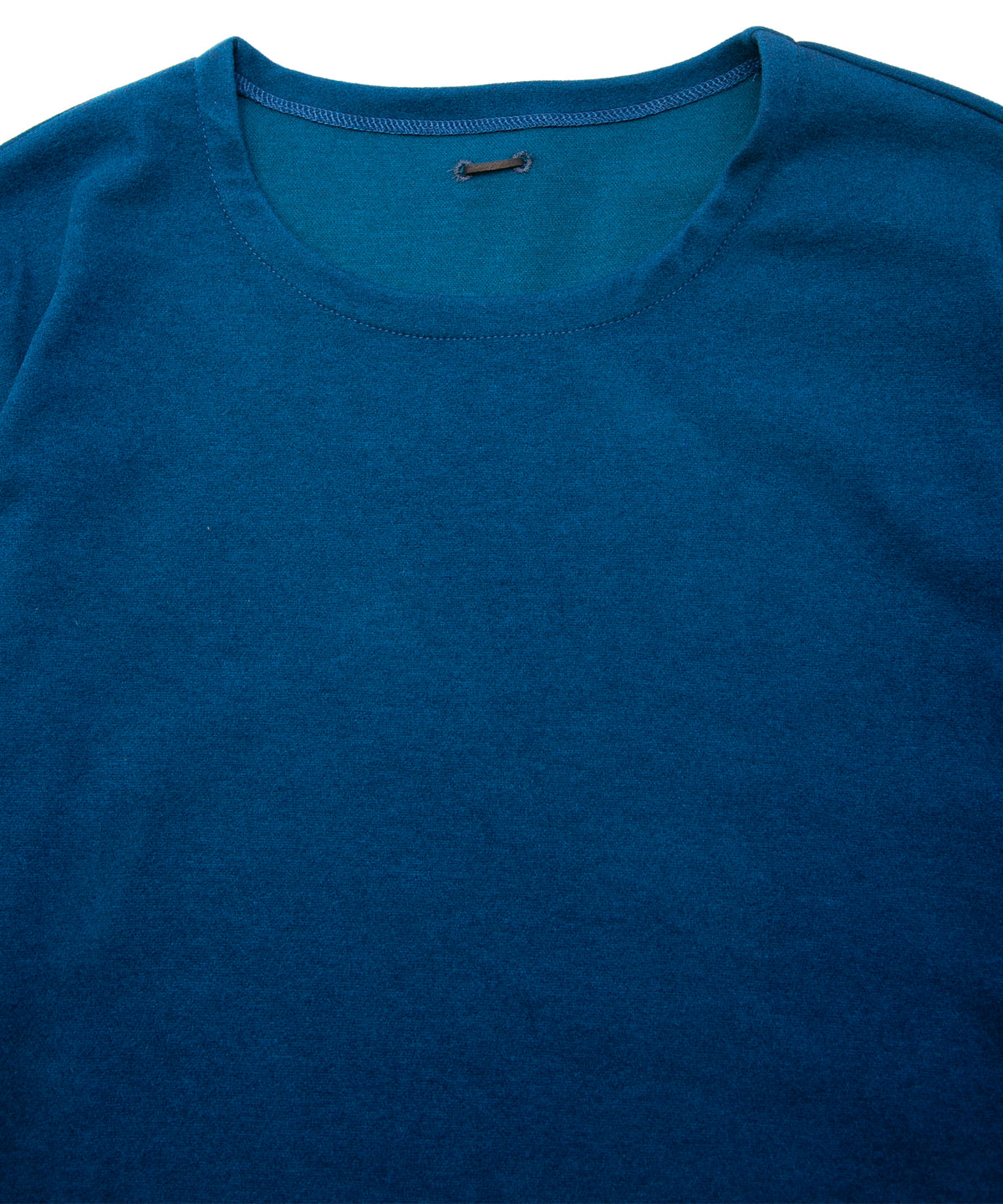 Acrylic Rayon Nylon Stretch Ponte Fabric L/S Crew Neck T-shirt - TURQUOISE