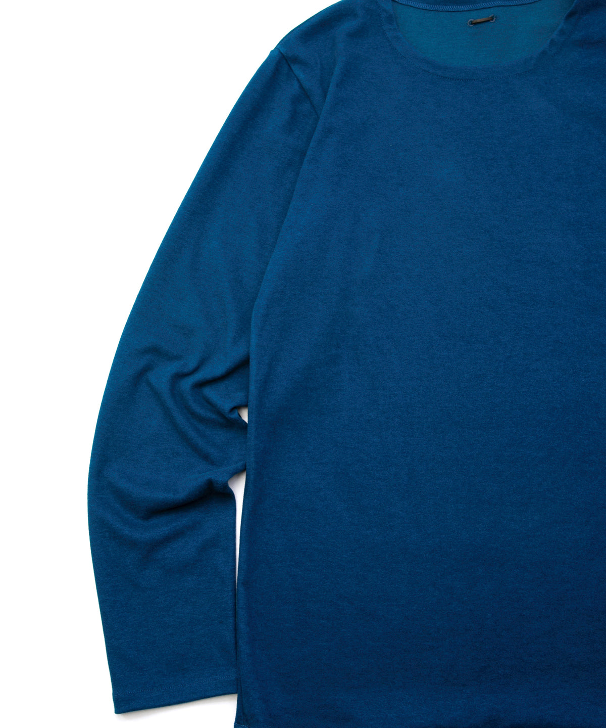 Acrylic Rayon Nylon Stretch Ponte Fabric L/S Crew Neck T-shirt - TURQUOISE