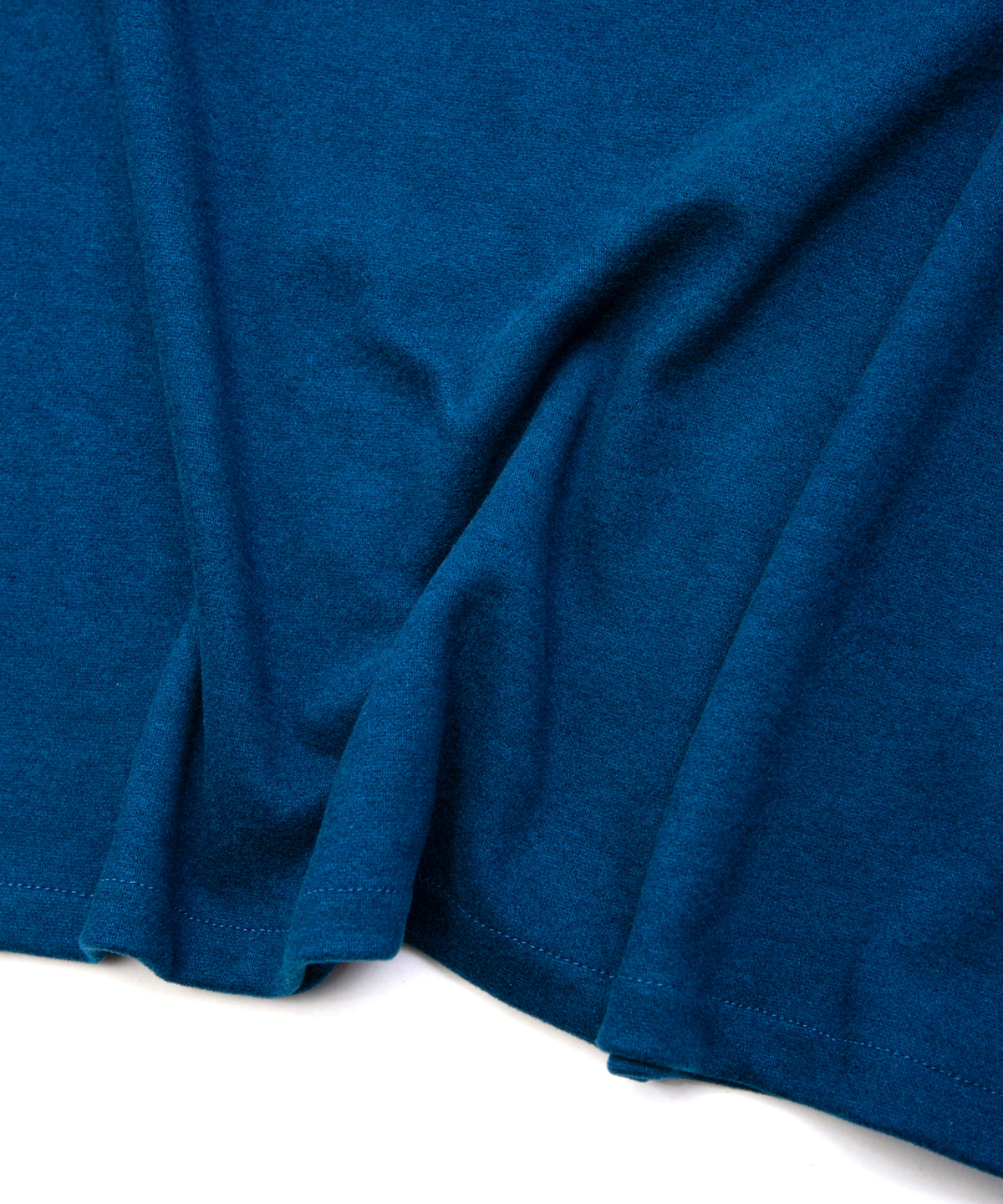 Acrylic Rayon Nylon Stretch Ponte Fabric L/S Crew Neck T-shirt - TURQUOISE