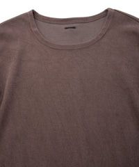 アクリル レーヨン ナイロン ストレッチ ポンチ L/S クルーネック T シャツ - BROWN