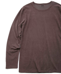 アクリル レーヨン ナイロン ストレッチ ポンチ L/S クルーネック T シャツ - BROWN