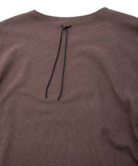 アクリル レーヨン ナイロン ストレッチ ポンチ L/S クルーネック T シャツ - BROWN