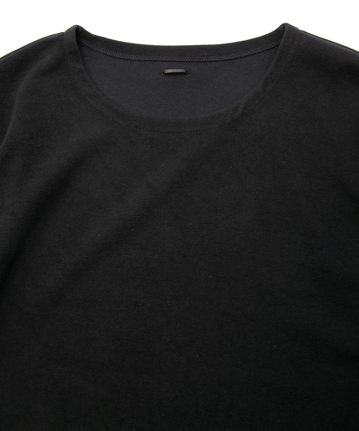 アクリル レーヨン ナイロン ストレッチ ポンチ L/S クルーネック T シャツ - BLACK