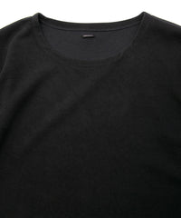 アクリル レーヨン ナイロン ストレッチ ポンチ L/S クルーネック T シャツ - BLACK