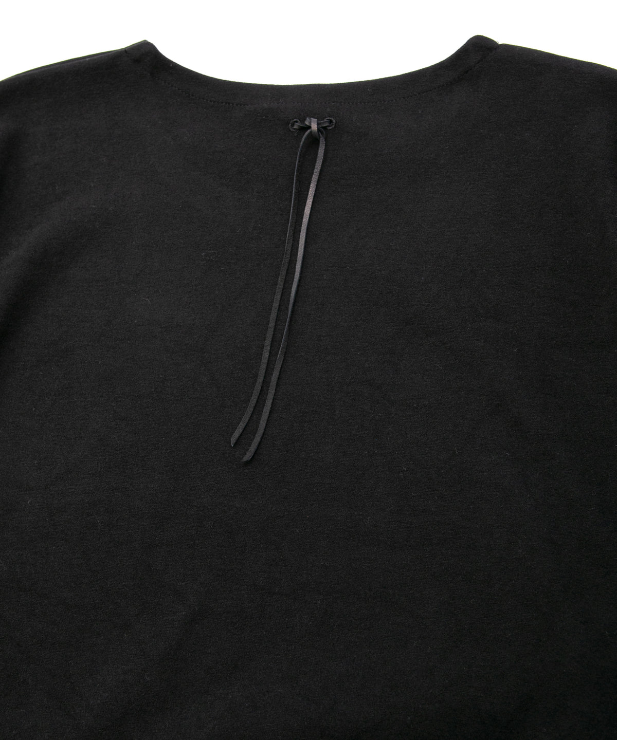 アクリル レーヨン ナイロン ストレッチ ポンチ L/S クルーネック T シャツ - BLACK