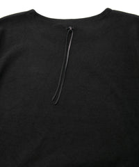 アクリル レーヨン ナイロン ストレッチ ポンチ L/S クルーネック T シャツ - BLACK