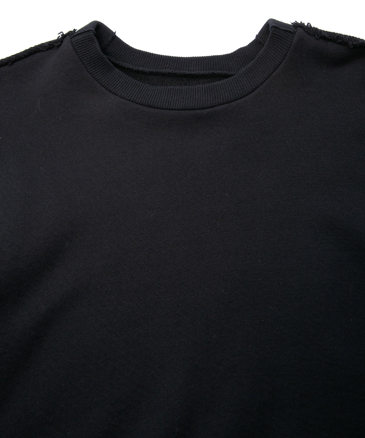 Hard Twist Yarn Heavy Pile Crew Neck Sweatshirt - BLACK