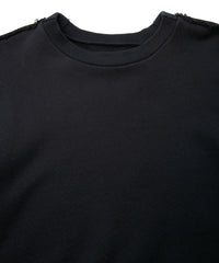 Hard Twist Yarn Heavy Pile Crew Neck Sweatshirt - BLACK