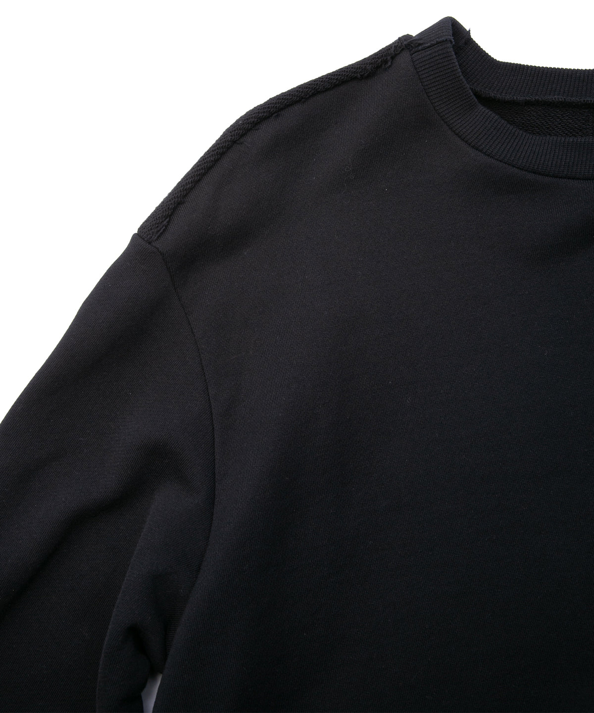 Hard Twist Yarn Heavy Pile Crew Neck Sweatshirt - BLACK