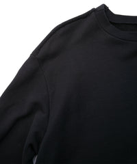 Hard Twist Yarn Heavy Pile Crew Neck Sweatshirt - BLACK