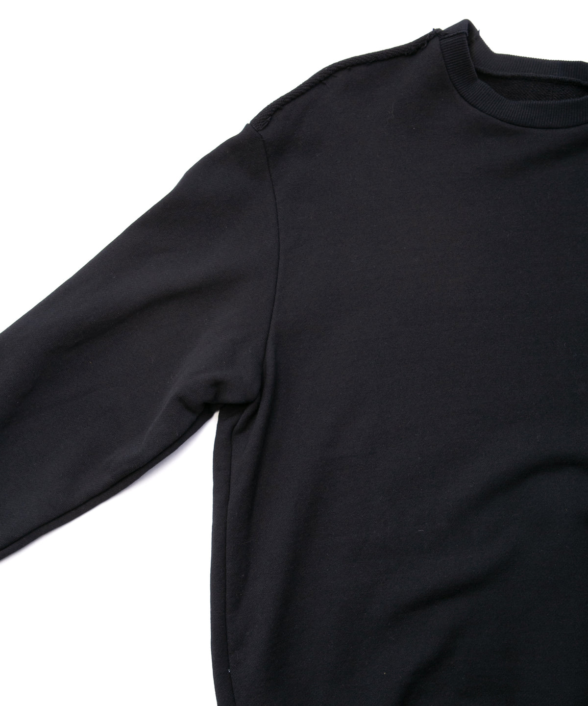 Hard Twist Yarn Heavy Pile Crew Neck Sweatshirt - BLACK