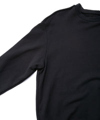 Hard Twist Yarn Heavy Pile Crew Neck Sweatshirt - BLACK