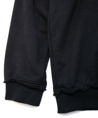 Hard Twist Yarn Heavy Pile Crew Neck Sweatshirt - BLACK