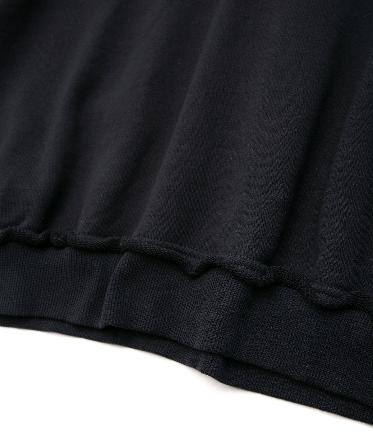 Hard Twist Yarn Heavy Pile Crew Neck Sweatshirt - BLACK