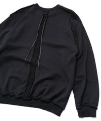 Hard Twist Yarn Heavy Pile Crew Neck Sweatshirt - BLACK