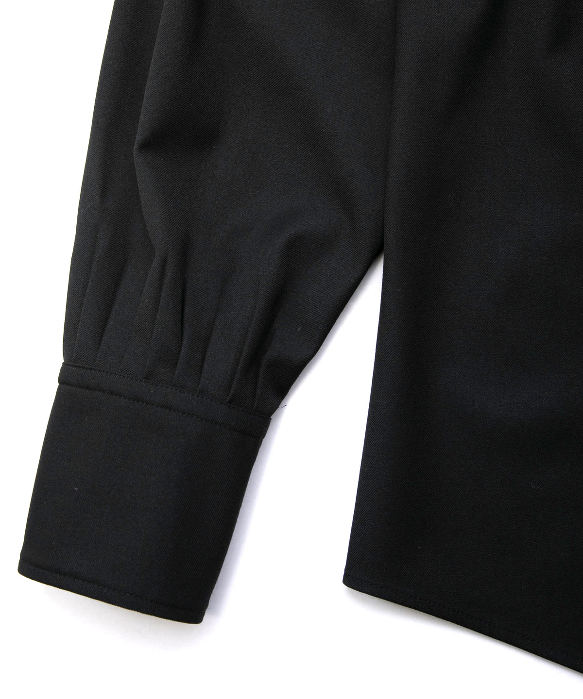 Polyester Rayon 4Way Stretch Twill Pleated Shirts - BLACK