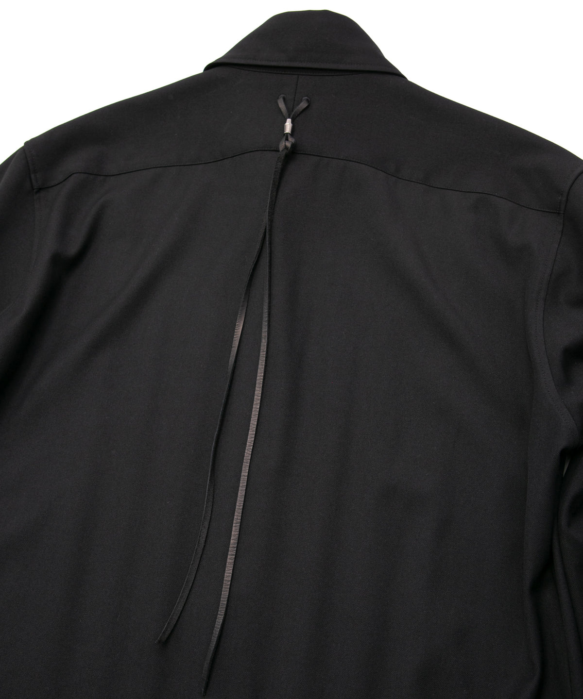 Polyester Rayon 4Way Stretch Twill Pleated Shirts - BLACK