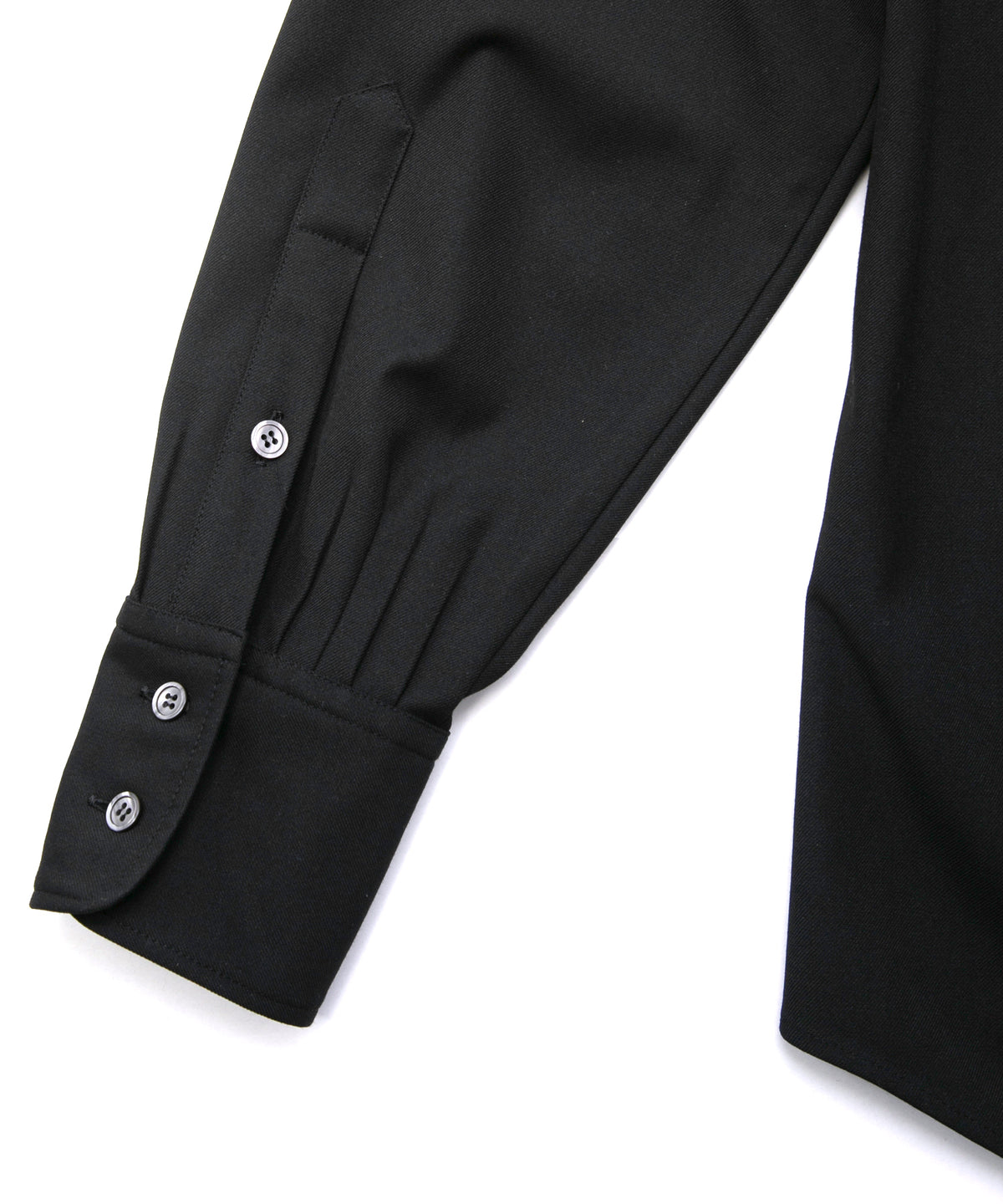 Polyester Rayon 4Way Stretch Twill Pleated Shirts - BLACK