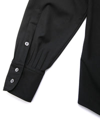 Polyester Rayon 4Way Stretch Twill Pleated Shirts - BLACK