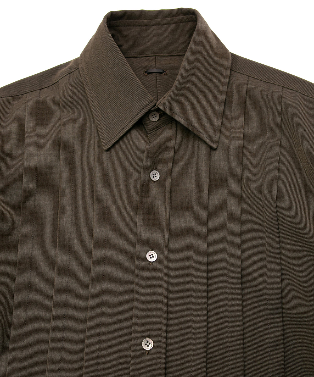 Polyester Rayon 4Way Stretch Twill Pleated Shirts - KHAKI
