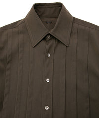 Polyester Rayon 4Way Stretch Twill Pleated Shirts - KHAKI