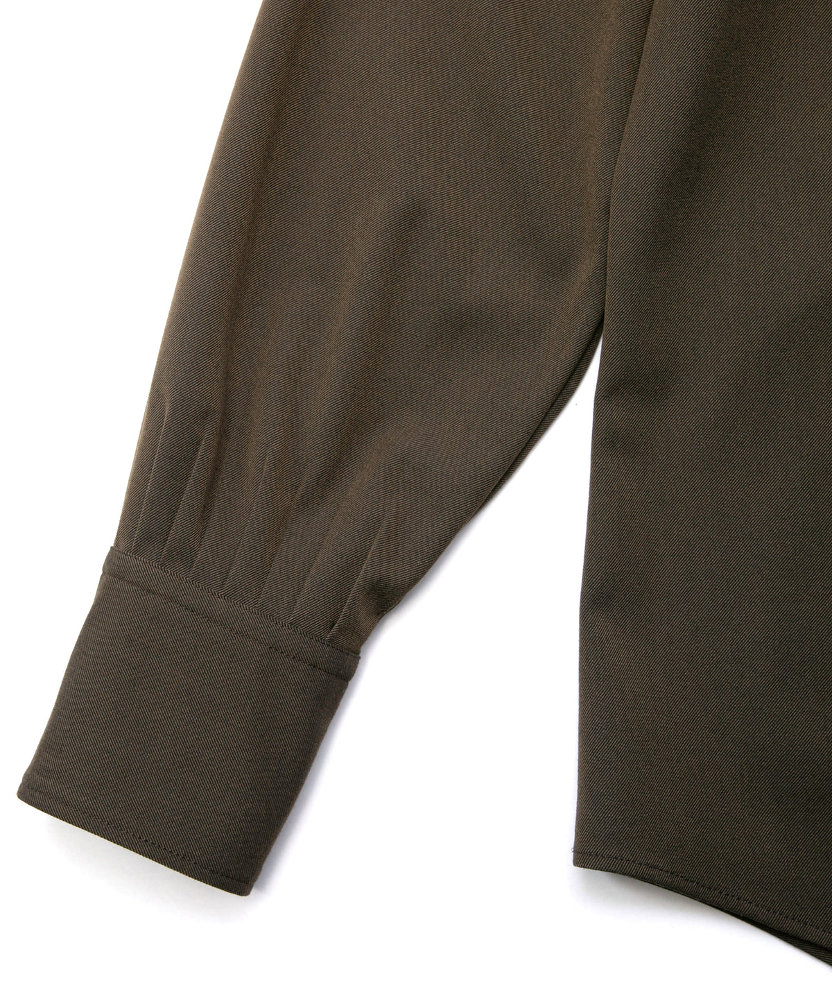 Polyester Rayon 4Way Stretch Twill Pleated Shirts - KHAKI