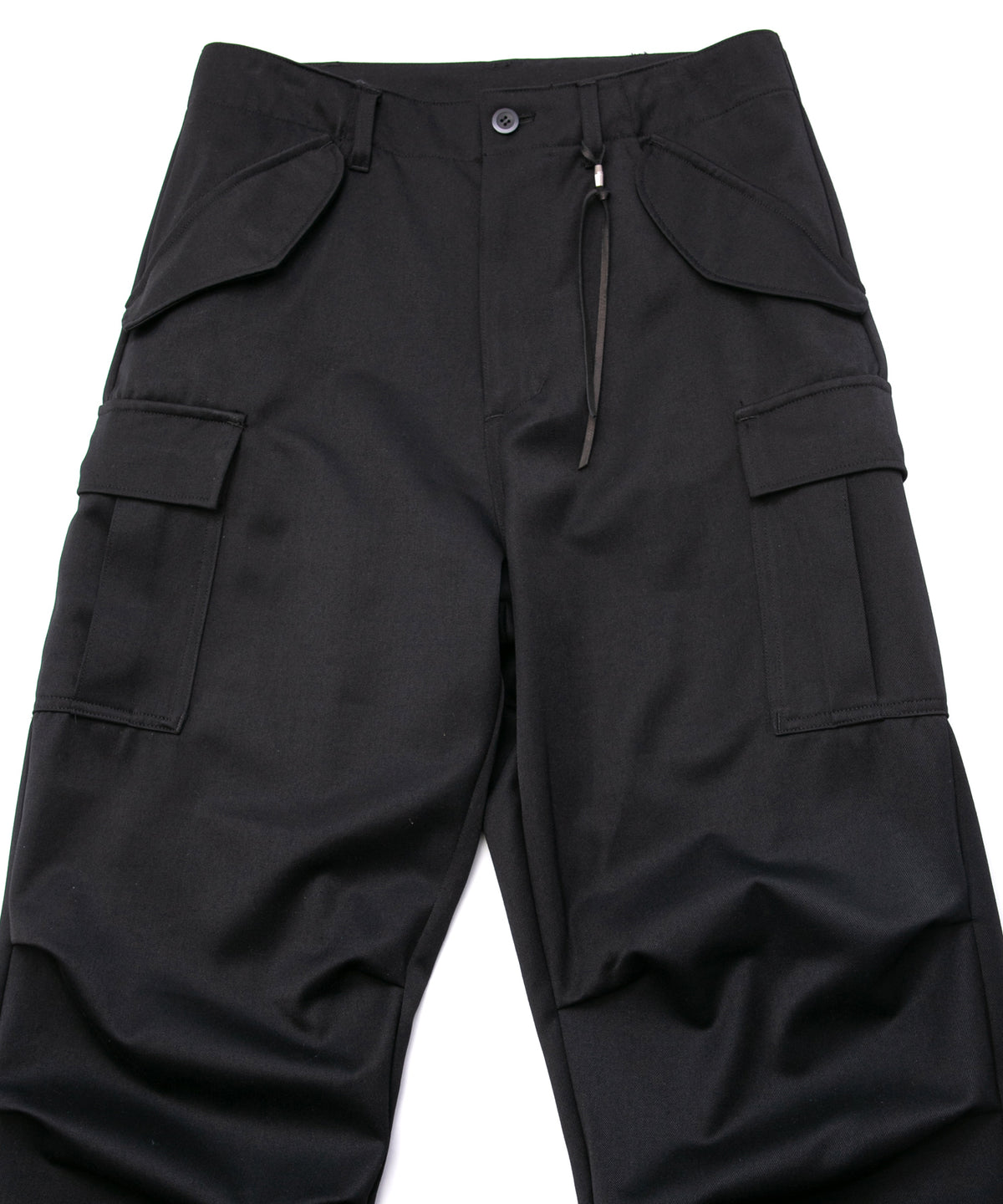 高密度 ウール ポリエチレン ウォッシャブル ツイル カーゴパンツ - BLACK