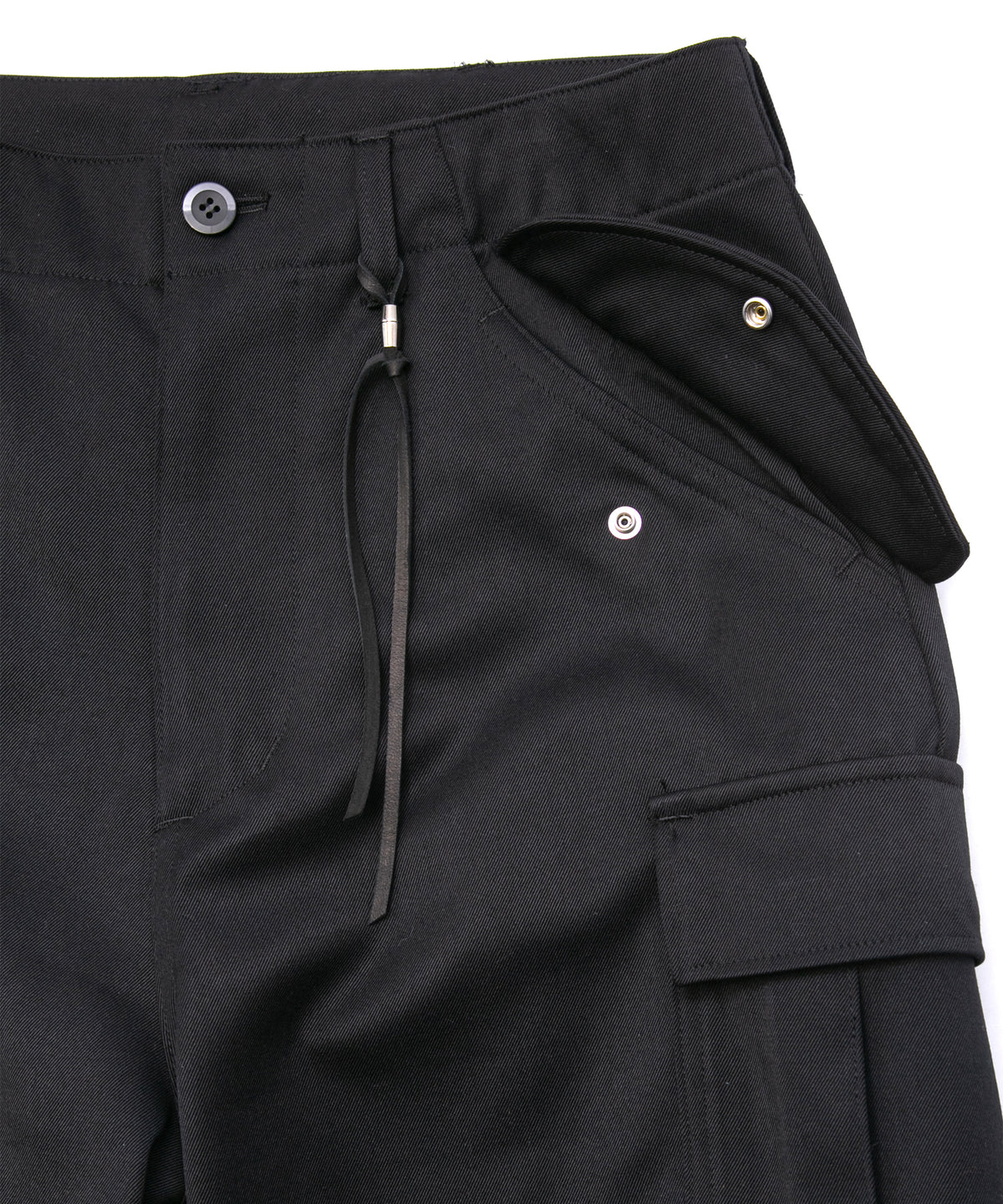 高密度 ウール ポリエチレン ウォッシャブル ツイル カーゴパンツ - BLACK