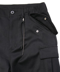 高密度 ウール ポリエチレン ウォッシャブル ツイル カーゴパンツ - BLACK