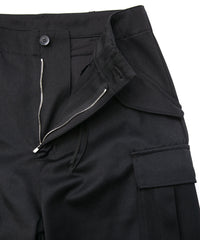 高密度 ウール ポリエチレン ウォッシャブル ツイル カーゴパンツ - BLACK