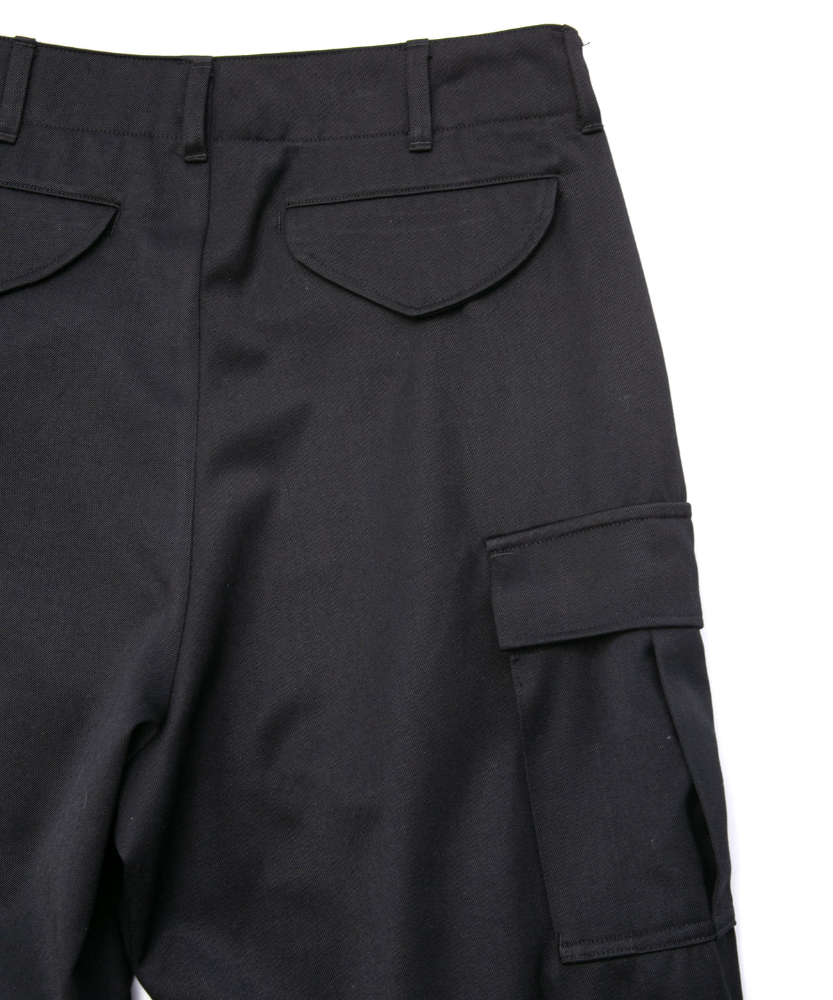 高密度 ウール ポリエチレン ウォッシャブル ツイル カーゴパンツ - BLACK