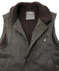 Sulfur Dyed Cotton Linen Washer Deck Vest - KHAKI