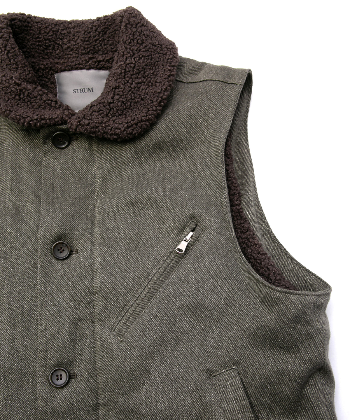 Sulfur Dyed Cotton Linen Washer Deck Vest - KHAKI