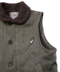 Sulfur Dyed Cotton Linen Washer Deck Vest - KHAKI