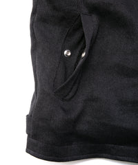 Sulfur Dyed Cotton Linen Washer Deck Vest - BLACK