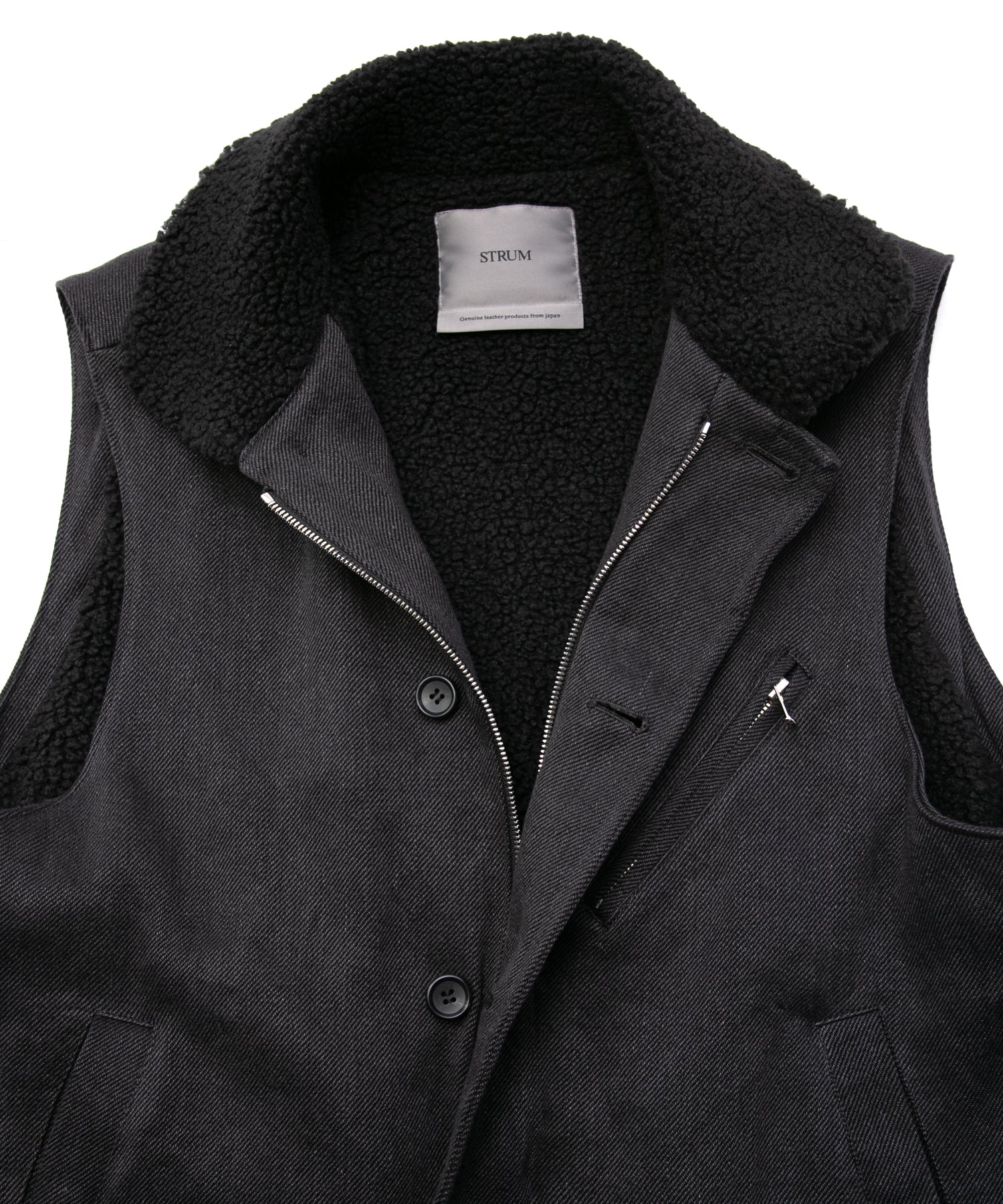 硫化染め コットンリネン ワッシャー デッキベスト - BLACK – STRUM