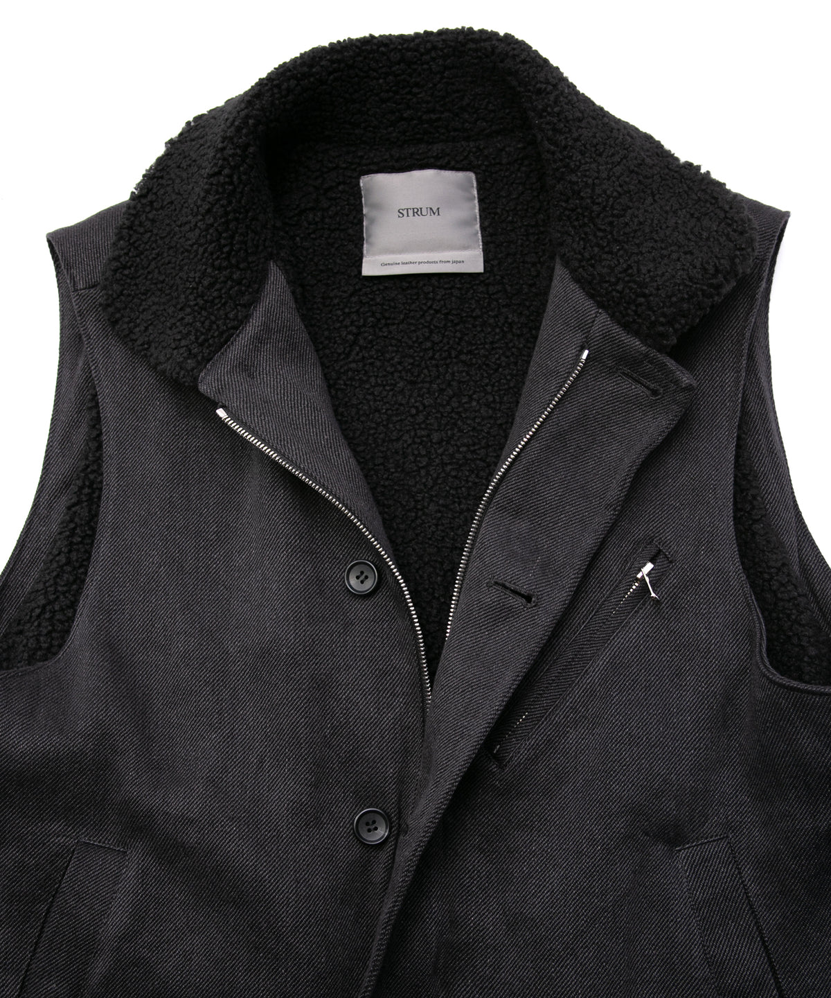 Sulfur Dyed Cotton Linen Washer Deck Vest - BLACK