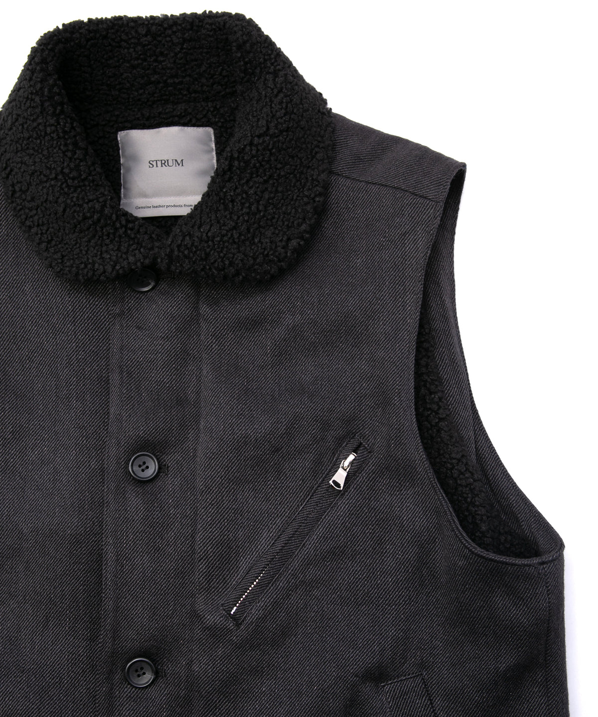 Sulfur Dyed Cotton Linen Washer Deck Vest - BLACK