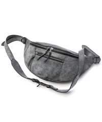 Waxed Pit Vegetable Full Tanned Shrank Horse hide body bag - WHITE