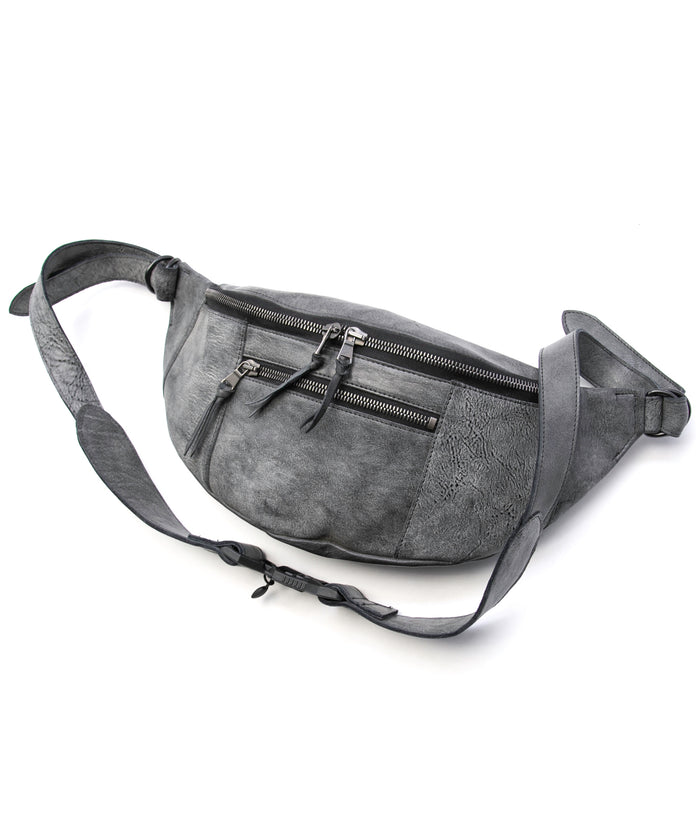 Waxed Pit Vegetable Full Tanned Shrank Horse hide body bag - WHITE