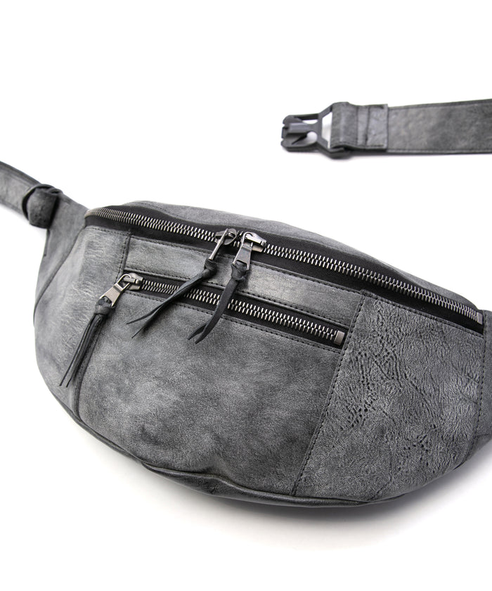 Waxed Pit Vegetable Full Tanned Shrank Horse hide body bag - WHITE