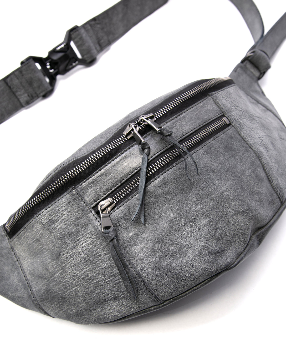 Waxed Pit Vegetable Full Tanned Shrank Horse hide body bag - WHITE