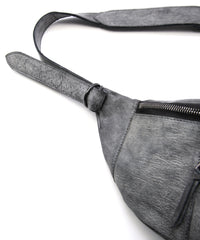 Waxed Pit Vegetable Full Tanned Shrank Horse hide body bag - WHITE