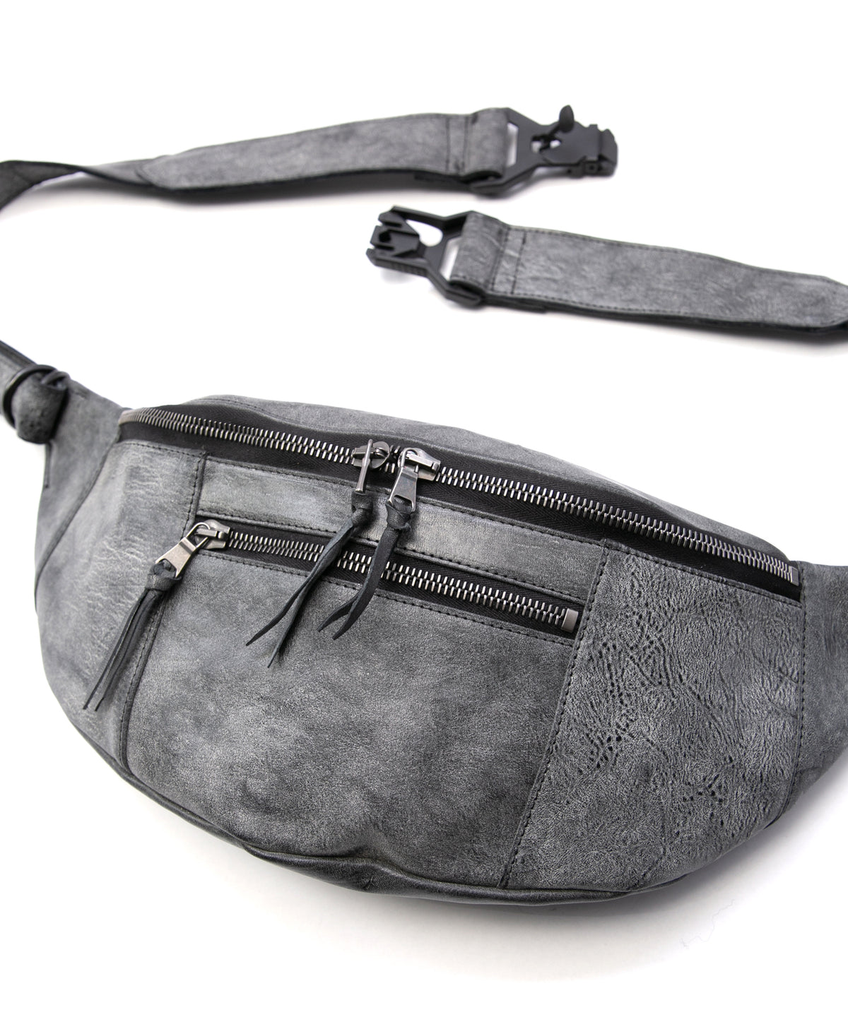 Waxed Pit Vegetable Full Tanned Shrank Horse hide body bag - WHITE