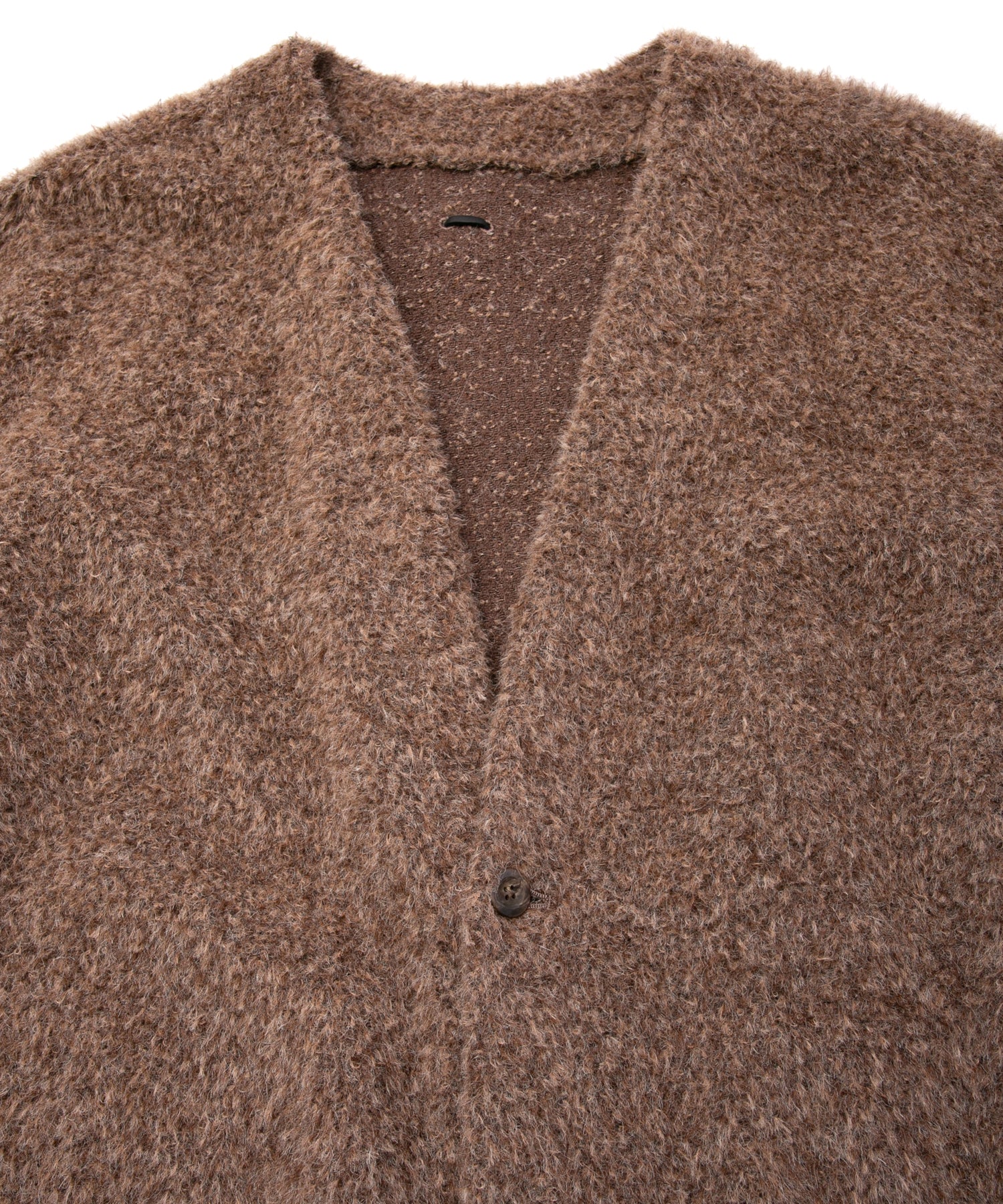 spologum スポロガム　ウール　アルパカ　モヘア　カーディガン　ブラウン アルパカ ナイロン ドビー シャギー加工 ミドルカーディガン - BROWN
