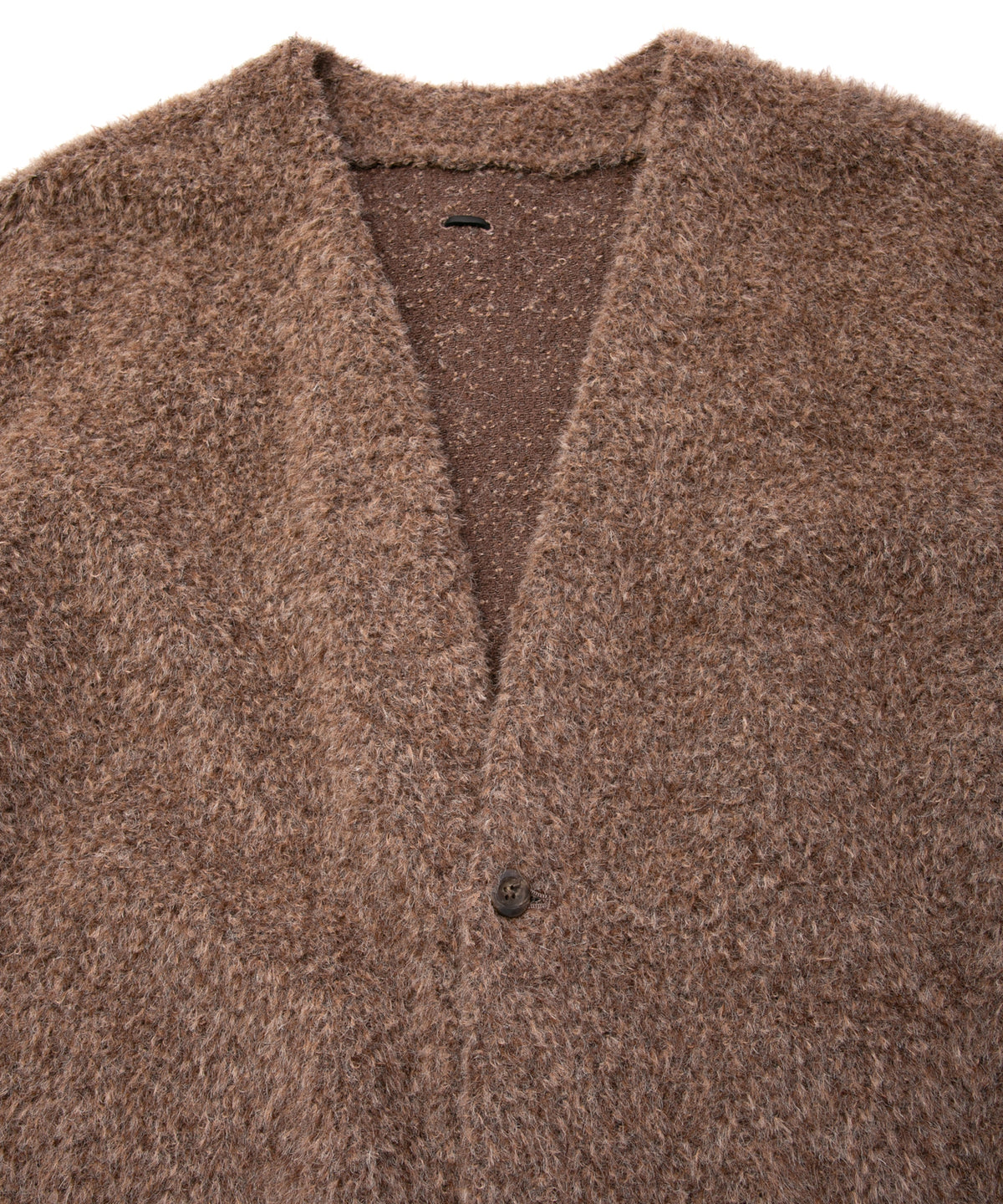 アルパカ ナイロン ドビー シャギー加工 ミドルカーディガン - BROWN