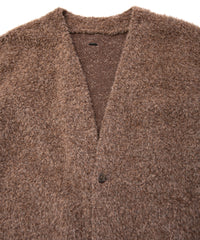 アルパカ ナイロン ドビー シャギー加工 ミドルカーディガン - BROWN