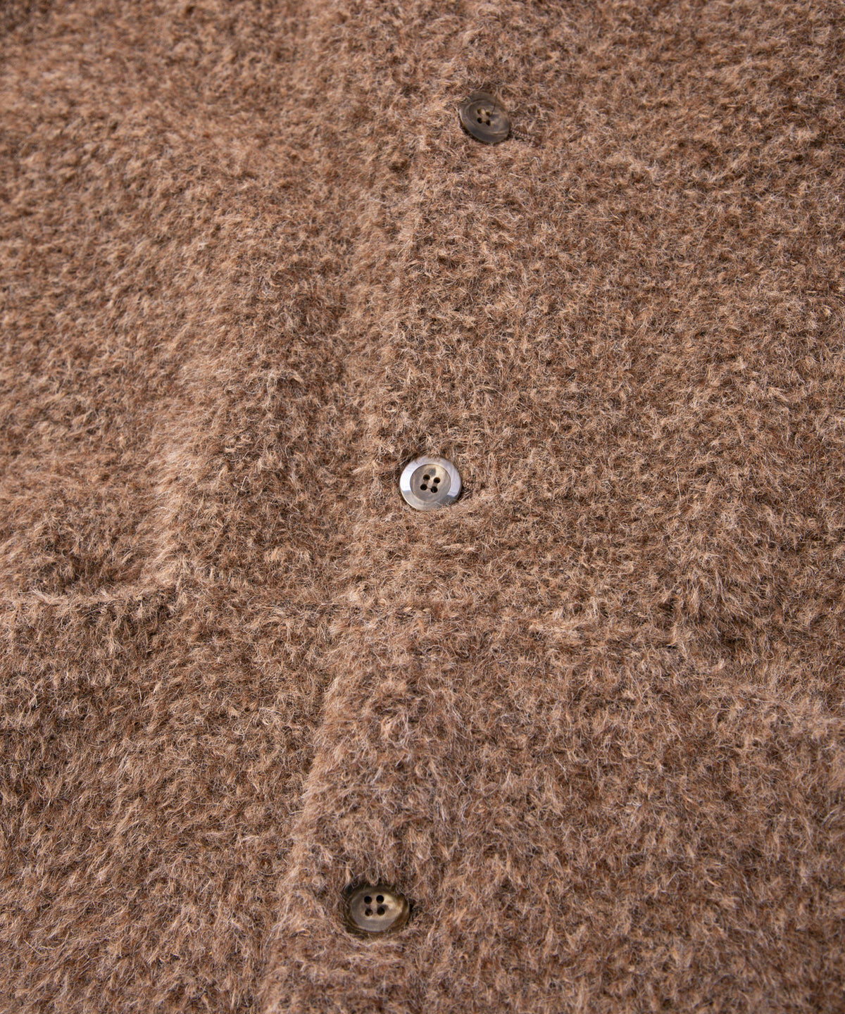 アルパカ ナイロン ドビー シャギー加工 ミドルカーディガン - BROWN